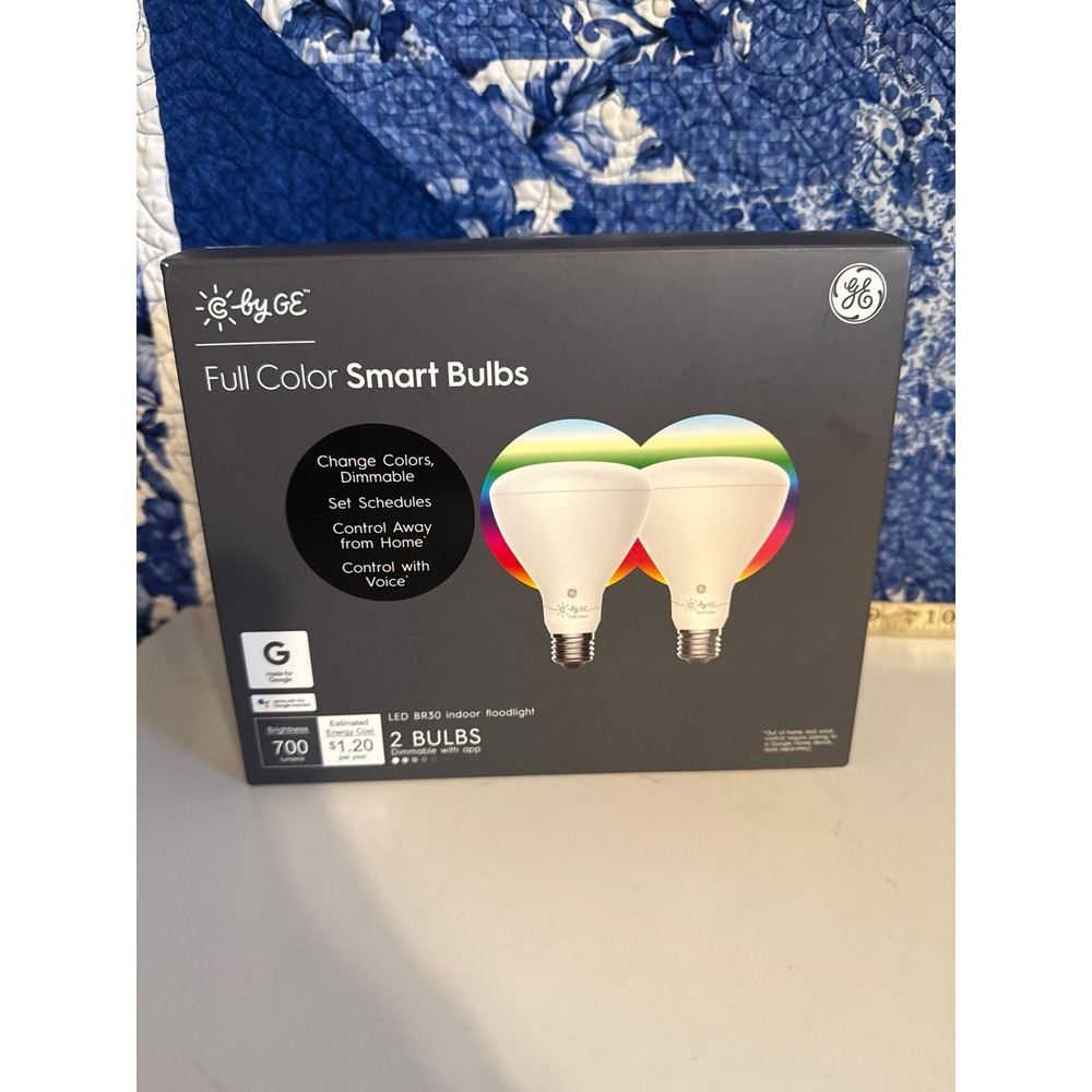 GE C by GE Full Color Smart LED BR30 Indoor Floodlight Bulbs 2-Pack Smart Bulbs